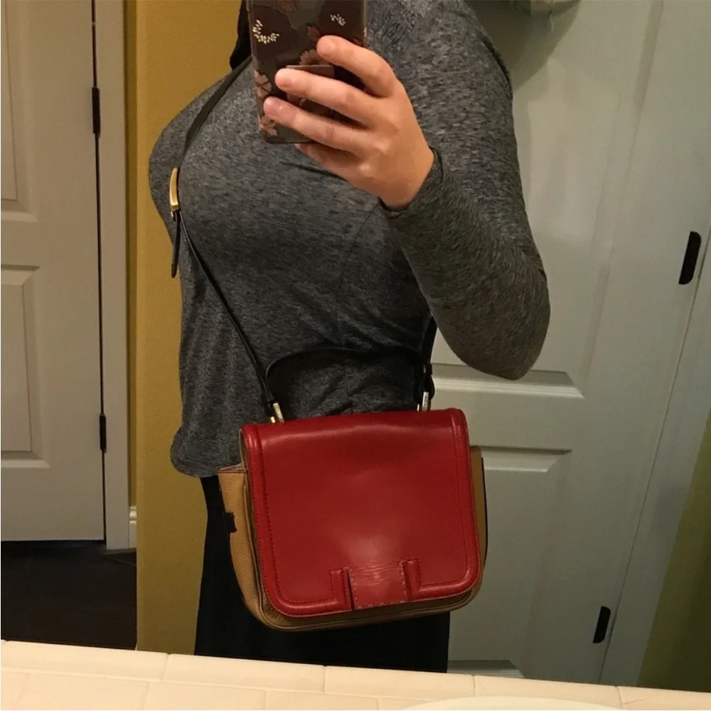 Fendi Colorblock silvana red crossbody dust bag black tan - Picture 1 of 8